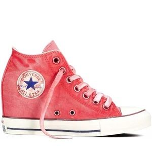 Converse womens red lux red shoes wedge